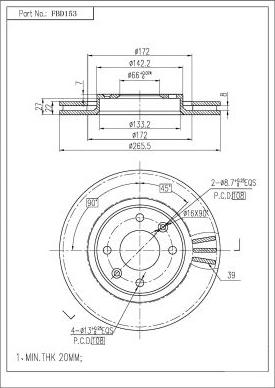 FI.BA FBD153 - Тормозной диск autospares.lv