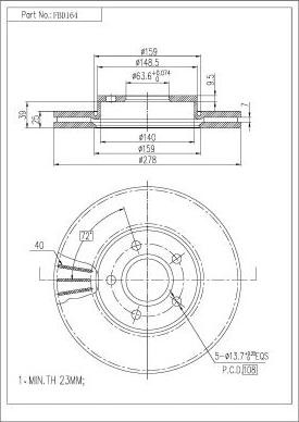 FI.BA FBD164 - Тормозной диск autospares.lv