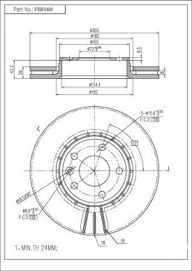 FI.BA FBD160 - Тормозной диск autospares.lv