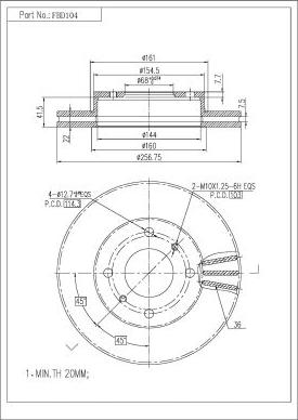 FI.BA FBD104 - Тормозной диск autospares.lv