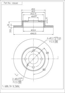 FI.BA FBD105 - Тормозной диск autospares.lv