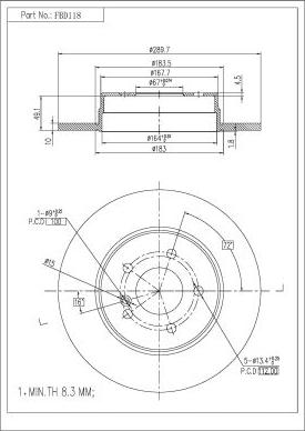 FI.BA FBD118 - Тормозной диск autospares.lv