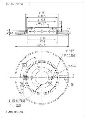 FI.BA FBD134 - Тормозной диск autospares.lv