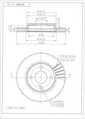 FI.BA FBD135 - Тормозной диск autospares.lv