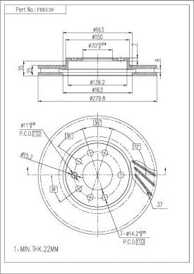 FI.BA FBD138 - Тормозной диск autospares.lv
