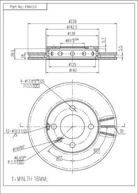 FI.BA FBD123 - Тормозной диск autospares.lv