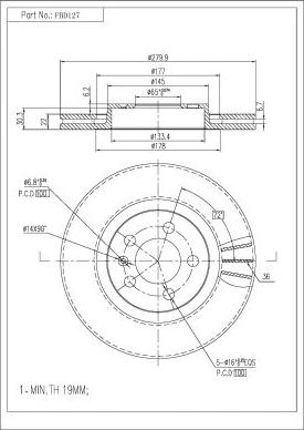 FI.BA FBD127 - Тормозной диск autospares.lv