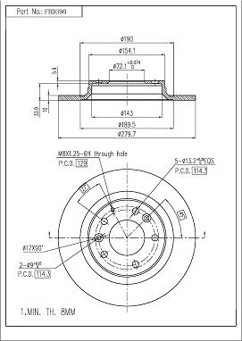 FI.BA FBD390 - Тормозной диск autospares.lv