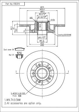 FI.BA FBD319 - Тормозной диск autospares.lv