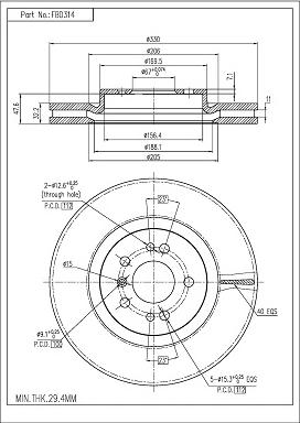 FI.BA FBD314 - Тормозной диск autospares.lv