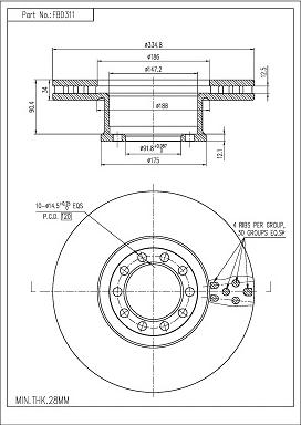 FI.BA FBD311 - Тормозной диск autospares.lv