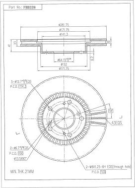 FI.BA FBD339 - Тормозной диск autospares.lv