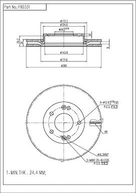 FI.BA FBD331 - Тормозной диск autospares.lv