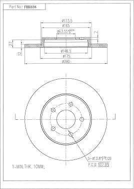 FI.BA FBD338 - Тормозной диск autospares.lv