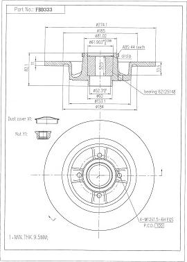 FI.BA FBD333 - Тормозной диск autospares.lv