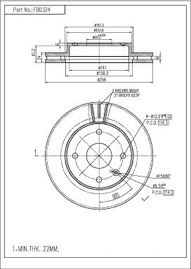 FI.BA FBD324 - Тормозной диск autospares.lv