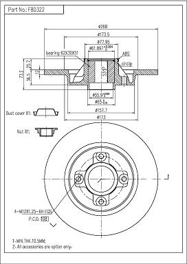 FI.BA FBD322 - Тормозной диск autospares.lv