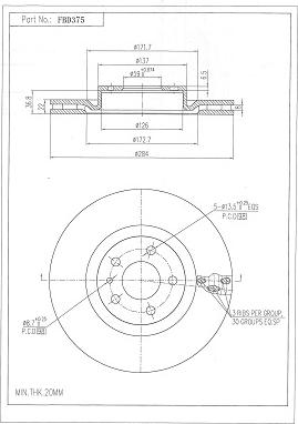 FI.BA FBD375 - Тормозной диск autospares.lv