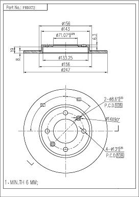 FI.BA FBD372 - Тормозной диск autospares.lv