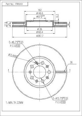 FI.BA FBD243 - Тормозной диск autospares.lv