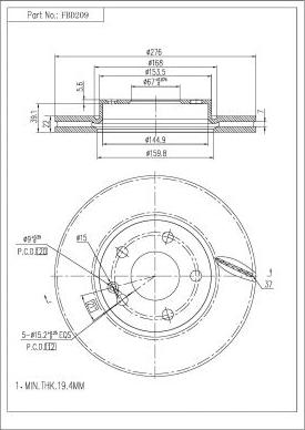 FI.BA FBD209 - Тормозной диск autospares.lv