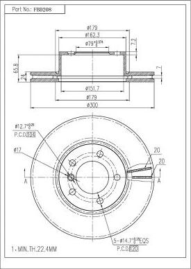 FI.BA FBD208 - Тормозной диск autospares.lv