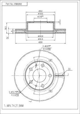 FI.BA FBD202 - Тормозной диск autospares.lv