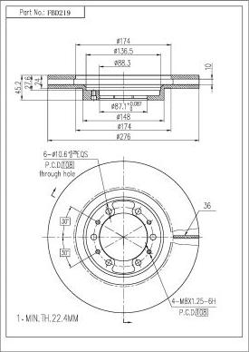 FI.BA FBD219 - Тормозной диск autospares.lv