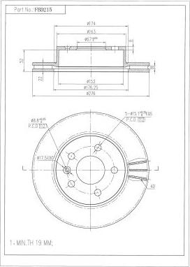 FI.BA FBD215 - Тормозной диск autospares.lv