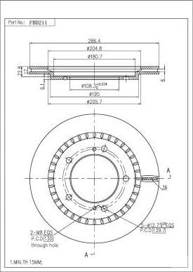 FI.BA FBD211 - Тормозной диск autospares.lv