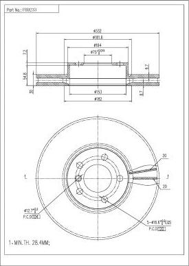 FI.BA FBD233 - Тормозной диск autospares.lv