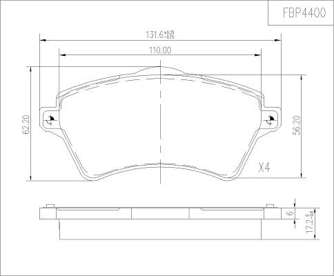 FI.BA FBP4400 - Тормозные колодки, дисковые, комплект autospares.lv