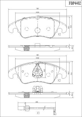 FI.BA FBP4402 - Тормозные колодки, дисковые, комплект autospares.lv