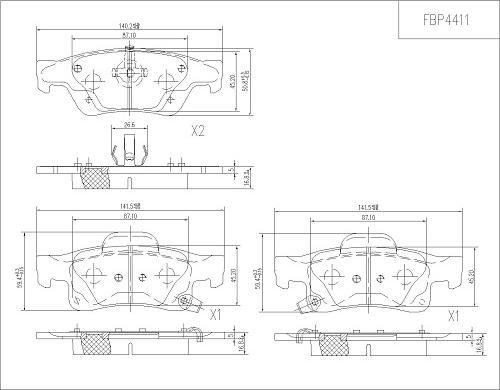 FI.BA FBP4411 - Тормозные колодки, дисковые, комплект autospares.lv