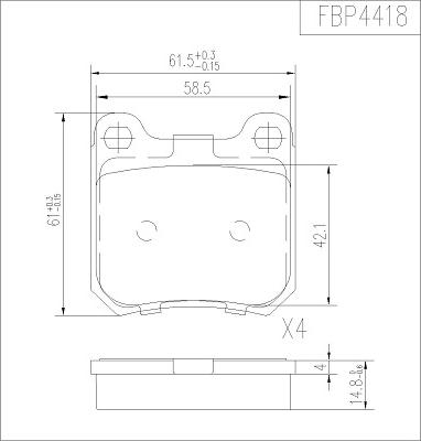 FI.BA FBP4418 - Тормозные колодки, дисковые, комплект autospares.lv