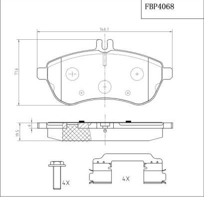 FI.BA FBP4068 - Тормозные колодки, дисковые, комплект autospares.lv