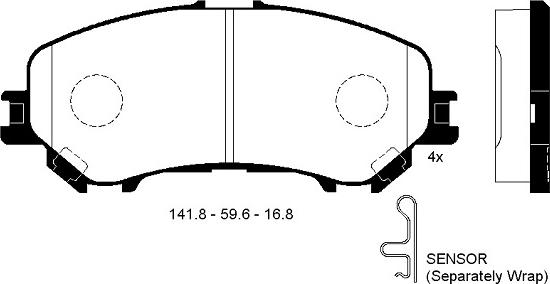 4U Autoparts 37621NS - Тормозные колодки, дисковые, комплект autospares.lv