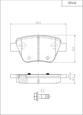 FI.BA FBP4140 - Тормозные колодки, дисковые, комплект autospares.lv