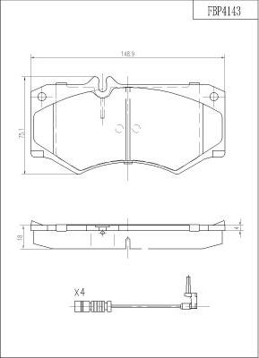 FI.BA FBP4143 - Тормозные колодки, дисковые, комплект autospares.lv