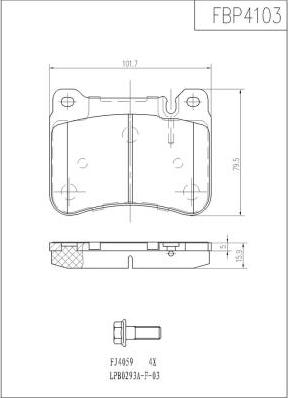 FI.BA FBP4103 - Тормозные колодки, дисковые, комплект autospares.lv