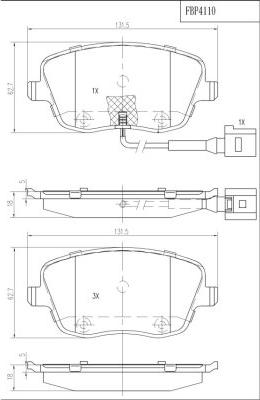 FI.BA FBP4110 - Тормозные колодки, дисковые, комплект autospares.lv