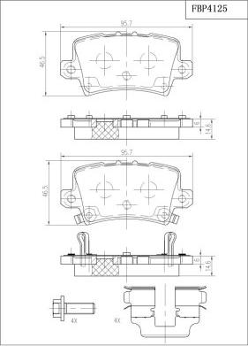 FI.BA FBP4125 - Тормозные колодки, дисковые, комплект autospares.lv