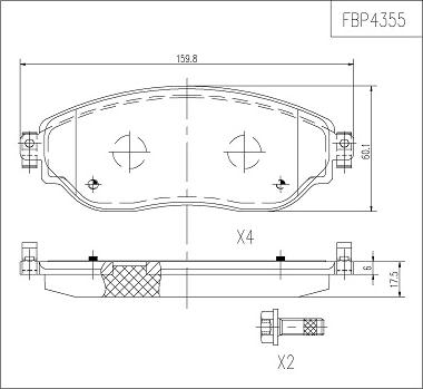 FI.BA FBP4355 - Тормозные колодки, дисковые, комплект autospares.lv