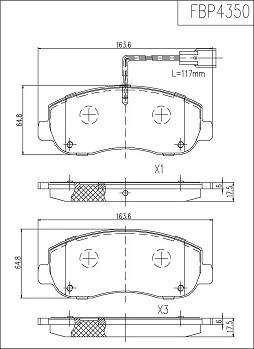 FI.BA FBP4350 - Тормозные колодки, дисковые, комплект autospares.lv