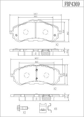 FI.BA FBP4369 - Тормозные колодки, дисковые, комплект autospares.lv