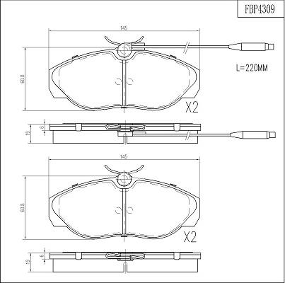 FI.BA FBP4309 - Тормозные колодки, дисковые, комплект autospares.lv