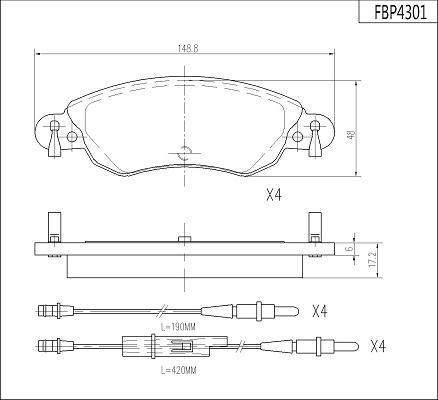 FI.BA FBP4301 - Тормозные колодки, дисковые, комплект autospares.lv