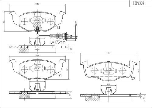 FI.BA FBP4308 - Тормозные колодки, дисковые, комплект autospares.lv