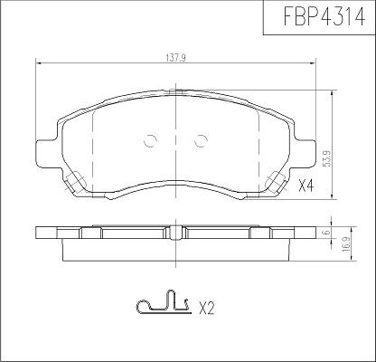 FI.BA FBP4314 - Тормозные колодки, дисковые, комплект autospares.lv