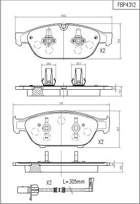 FI.BA FBP4312 - Тормозные колодки, дисковые, комплект autospares.lv